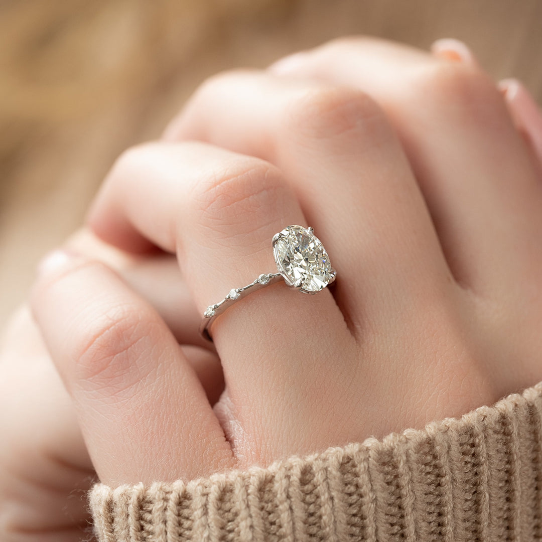 The Morgan Oval Lab Diamond Moissanite Engagement Ring
