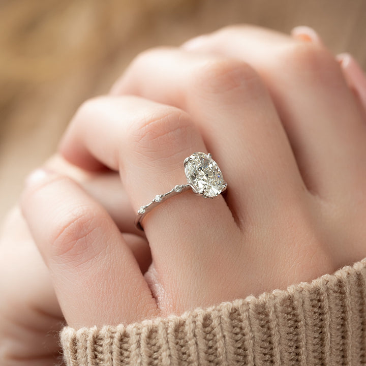 The Morgan Oval Lab Diamond Moissanite Engagement Ring *Shown with 2.5 ct #material_white