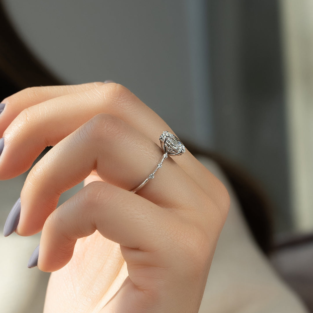 The Morgan Oval Lab Diamond Moissanite Engagement Ring