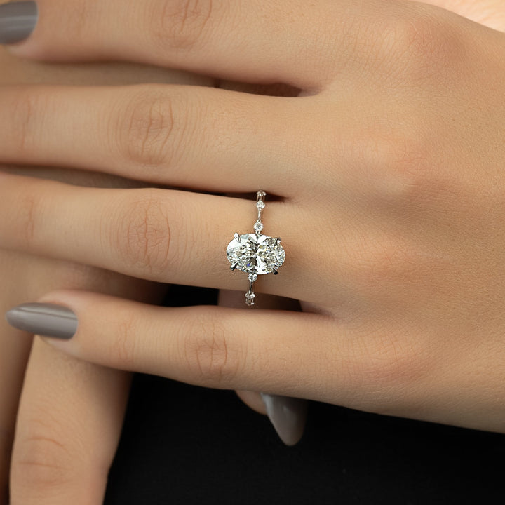 The Morgan Oval Lab Diamond Moissanite Engagement Ring *Shown with 2 ct #material_white
