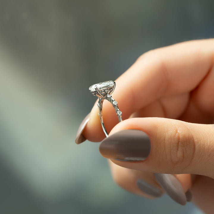 The Morgan Oval Lab Diamond Moissanite Engagement Ring *Shown with 2 ct #material_white