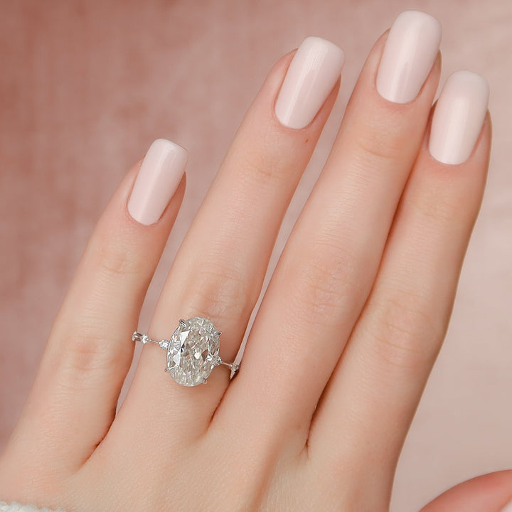 The Morgan Oval Lab Diamond Moissanite Engagement Ring *Shown with 4.5 ct #material_white