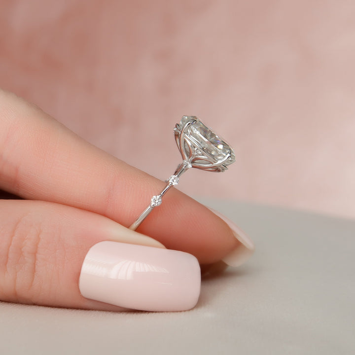 The Morgan Oval Lab Diamond Moissanite Engagement Ring *Shown with 4.5 ct #material_white