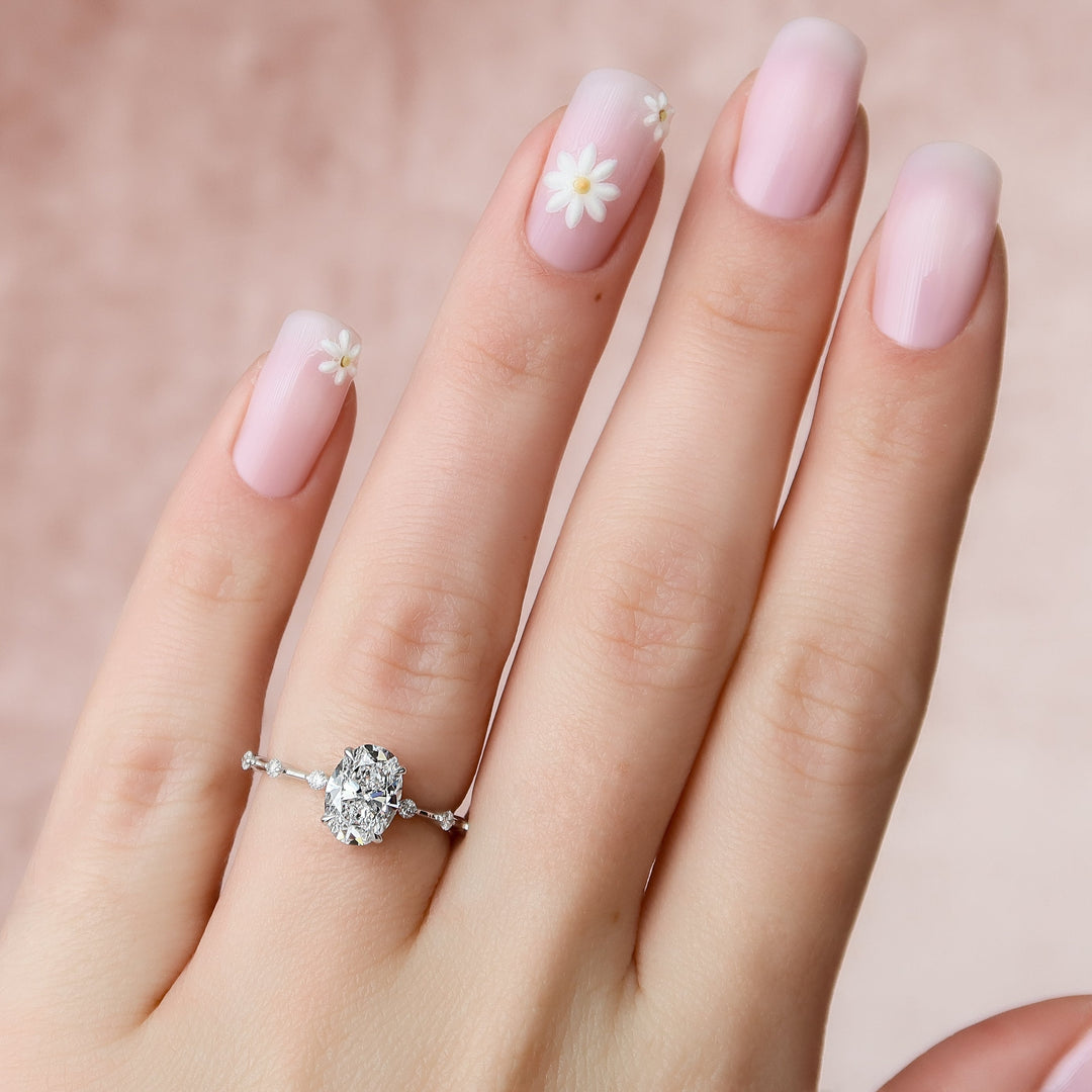 The Morgan Oval Lab Diamond Moissanite Engagement Ring