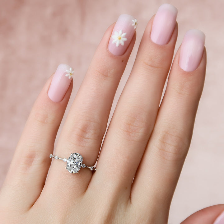 The Morgan Oval Lab Diamond Moissanite Engagement Ring *Shown with 1.5 ct #material_white