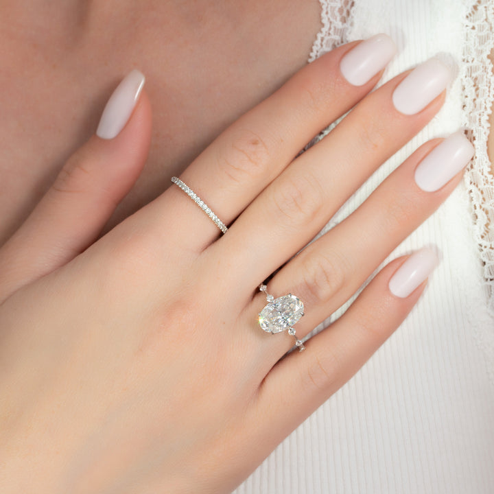 The Morgan Oval Lab Diamond Moissanite Engagement Ring *Shown with 3.5 ct #material_white