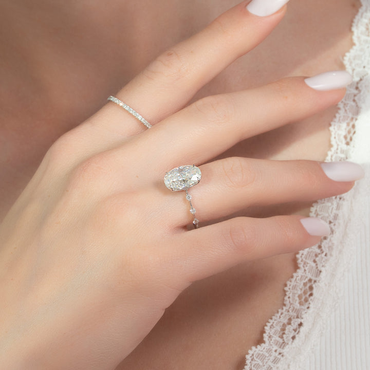 The Morgan Oval Lab Diamond Moissanite Engagement Ring *Shown with 3.5 ct #material_white