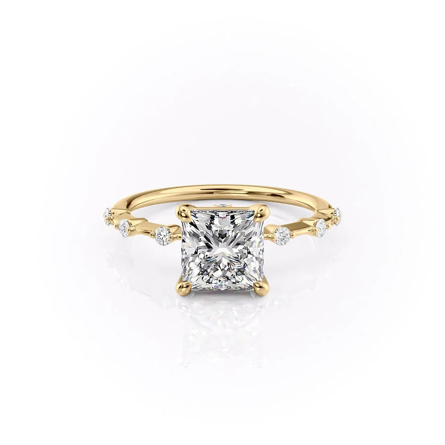 The Morgan Set With Princess Solitaire Lab Diamond 1 Carat 14K Gold#material_14k-gold