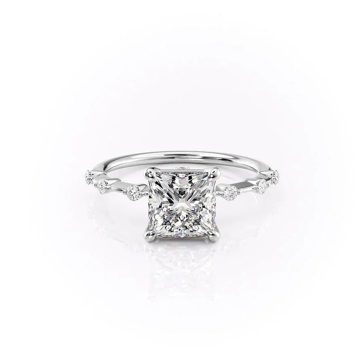 The Morgan Set With Princess Solitaire Lab Diamond 1 Carat 14K White#material_14k-white