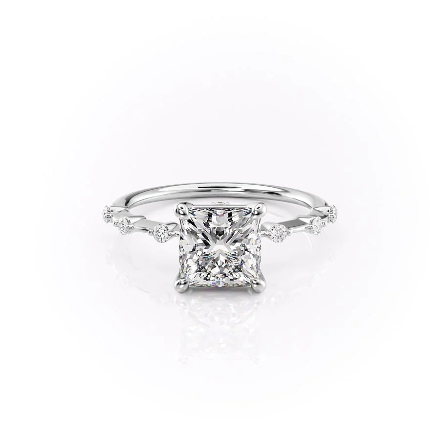 The Morgan Set With Princess Solitaire Moissanite#material_14k-white