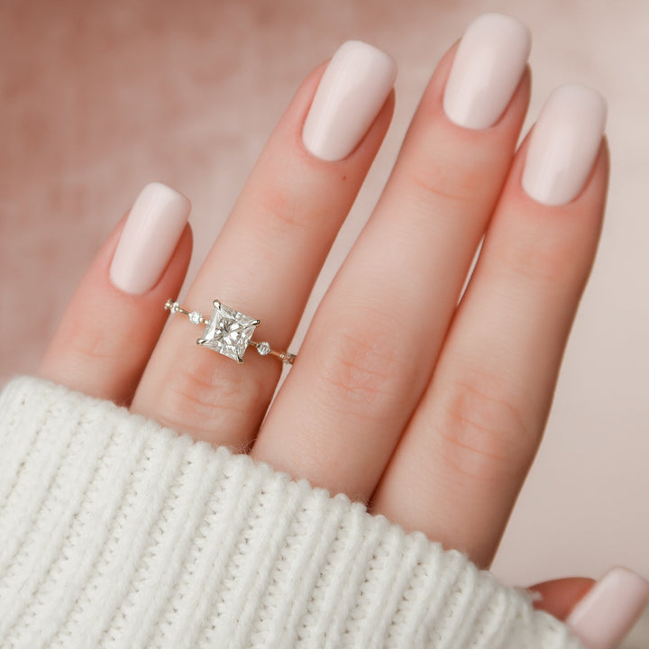 The Morgan Princess Lab Diamond Moissanite Engagement Ring *Shown with 1 ct #material_gold