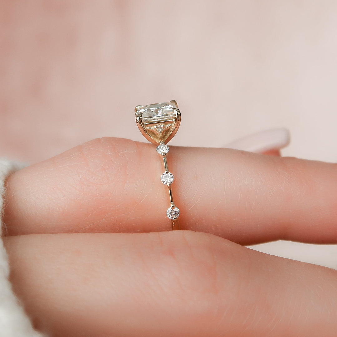 The Morgan Princess Lab Diamond Moissanite Engagement Ring