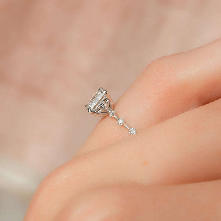 The Morgan Princess Lab Diamond Moissanite Engagement Ring *Shown with 1.5 ct #material_white