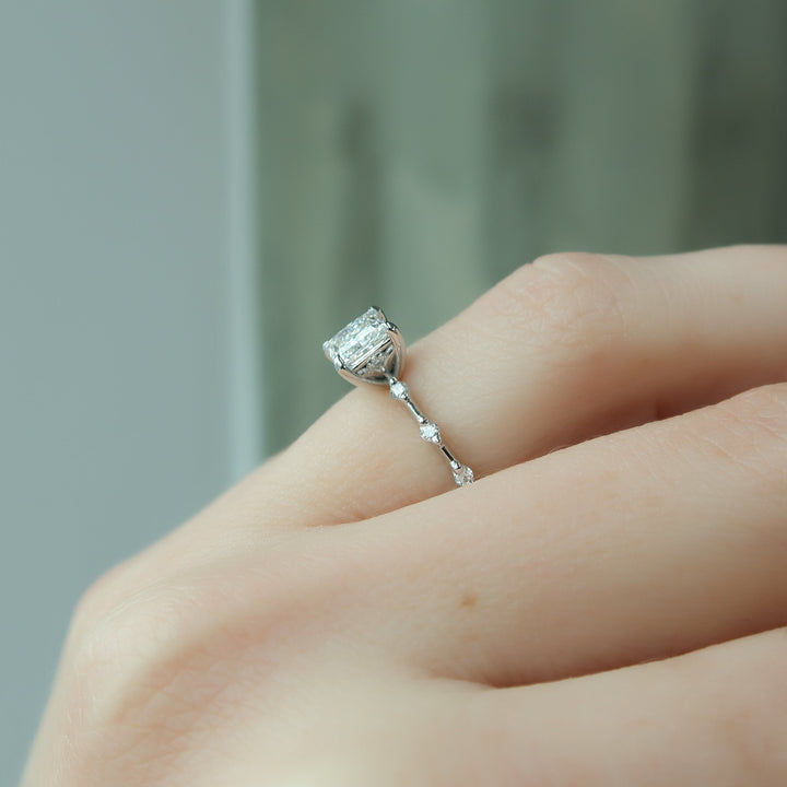 The Morgan Princess Lab Diamond Moissanite Engagement Ring *Shown with 1 ct #material_white