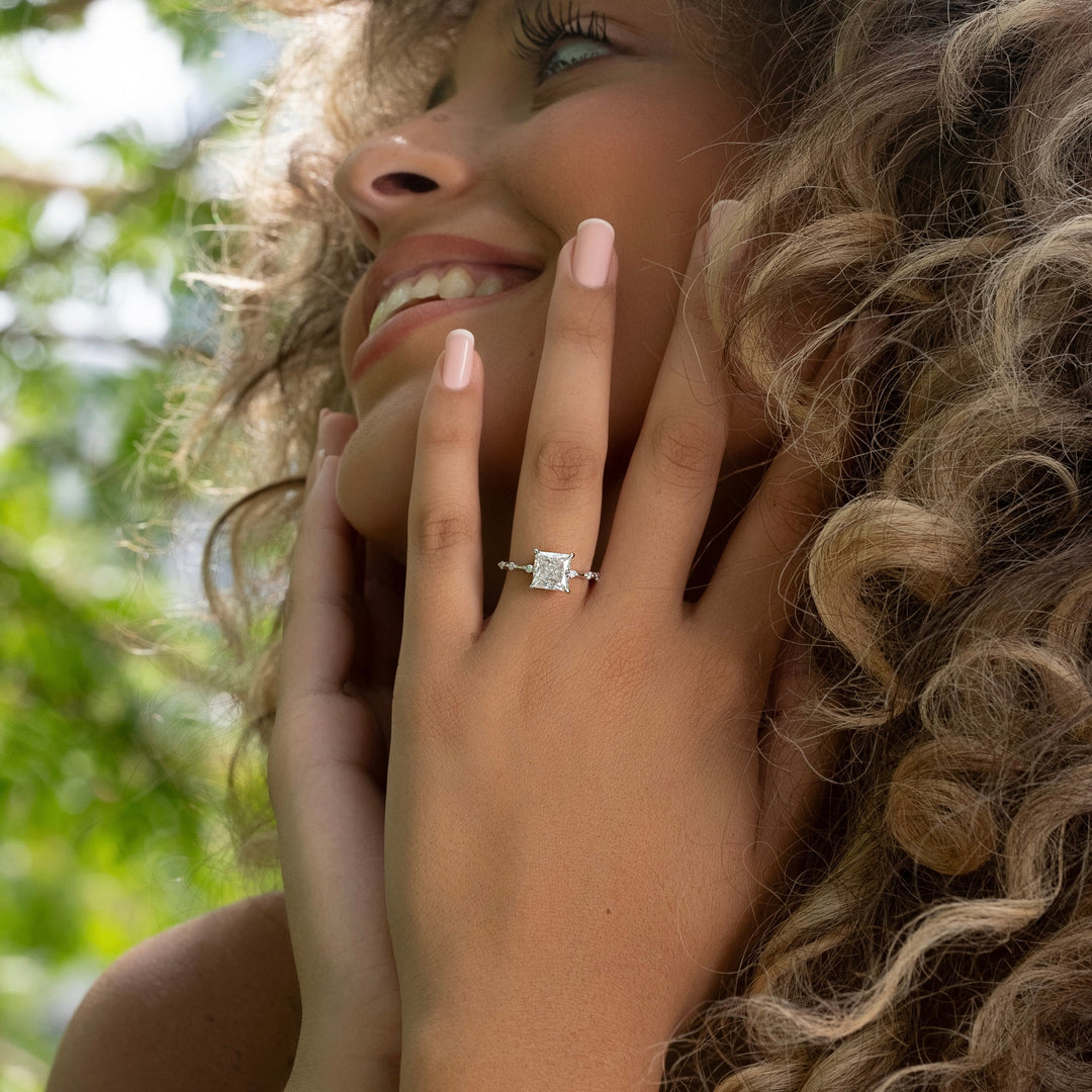 The Morgan Princess Lab Diamond Moissanite Engagement Ring