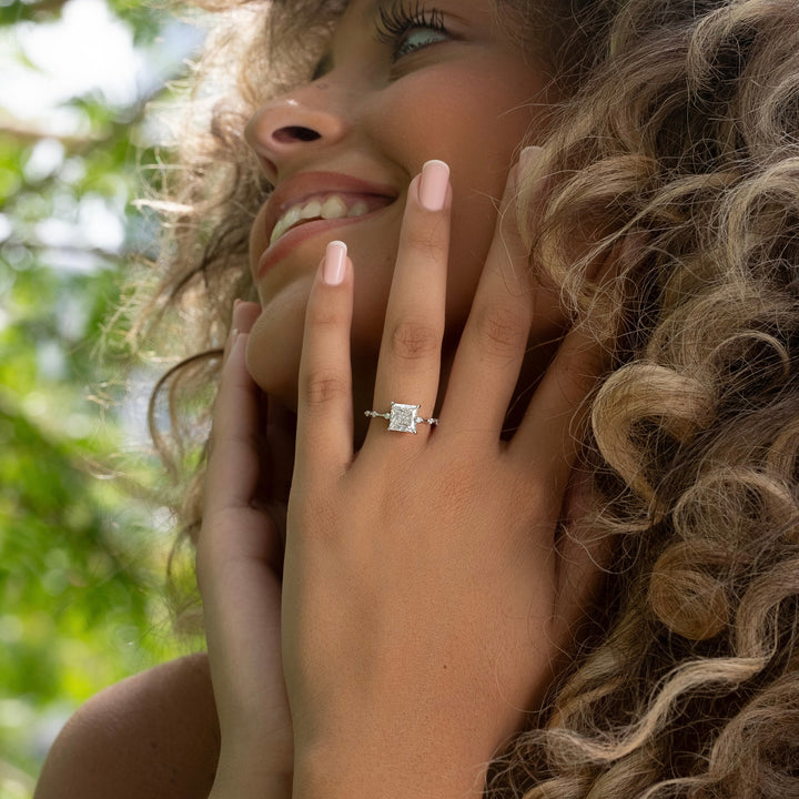 The Morgan Princess Lab Diamond Moissanite Engagement Ring *Shown with 2.5 ct #material_white