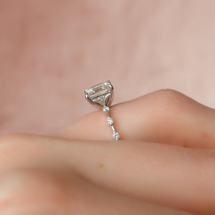 The Morgan Princess Lab Diamond Moissanite Engagement Ring *Shown with 2 ct #material_white