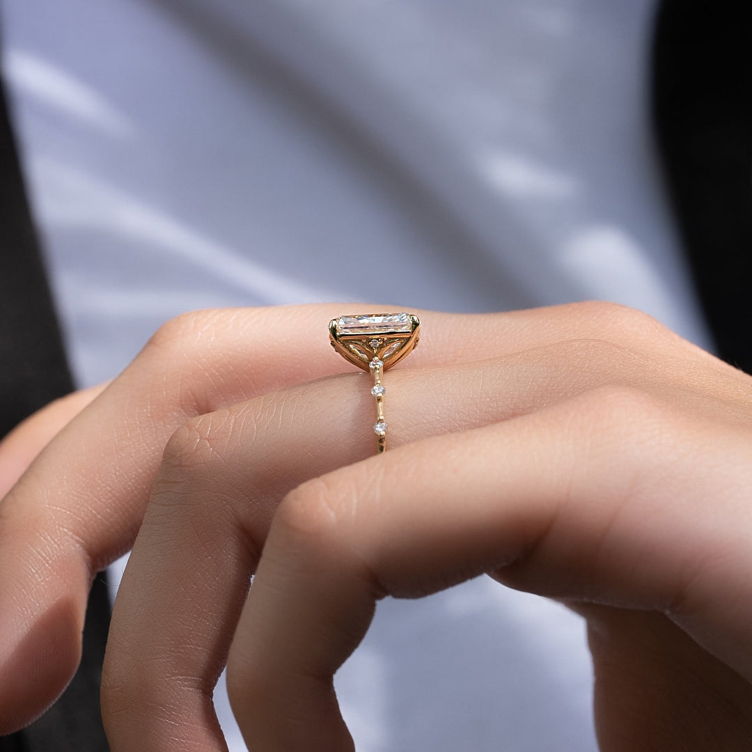 The Morgan Set With Radiant Solitaire Moissanite#material_14k-gold