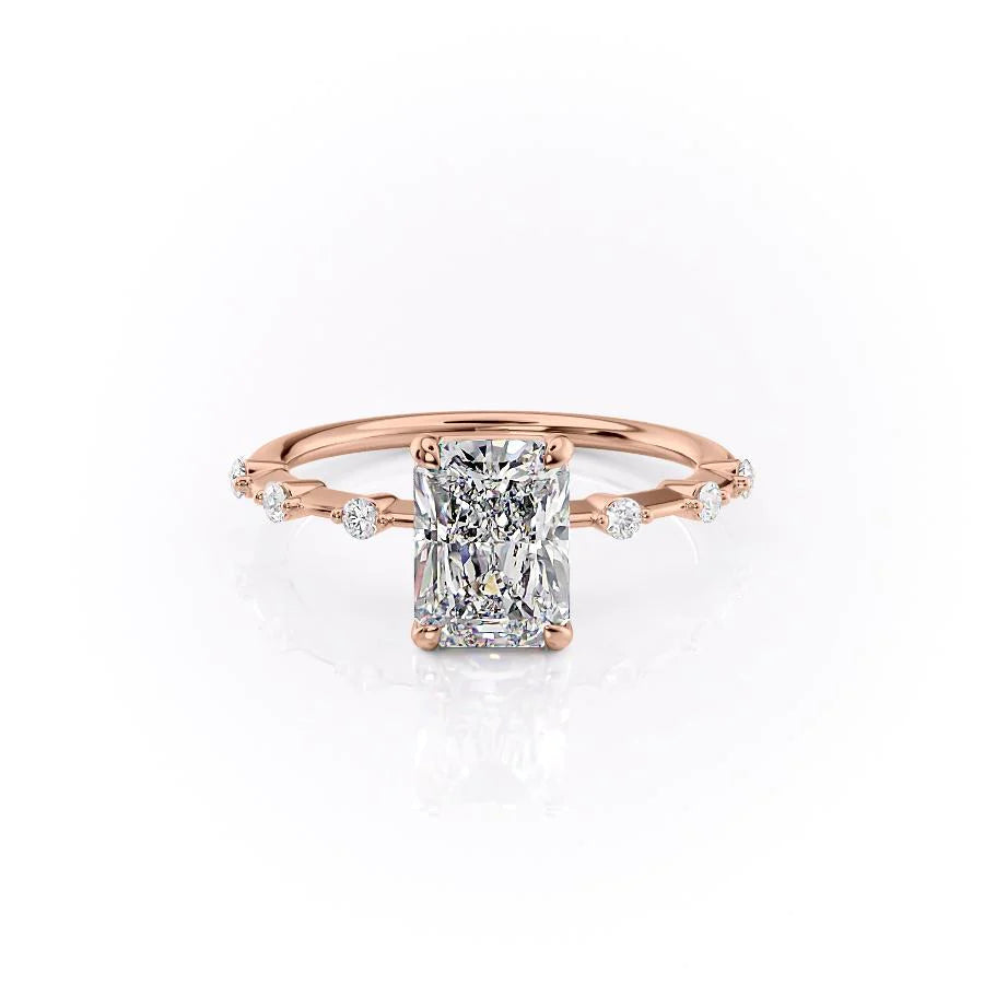 The Morgan Set With Radiant Solitaire Moissanite#material_14k-rose