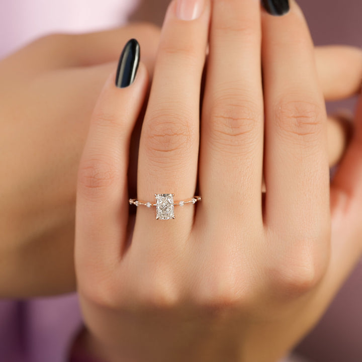 The Morgan Set With Radiant Solitaire Moissanite#material_14k-rose