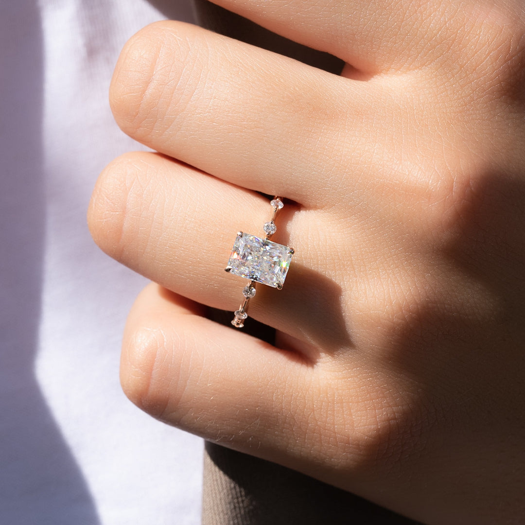 The Morgan Set With Radiant Solitaire Lab Diamond 3 Carat 14K Rose#material_14k-rose