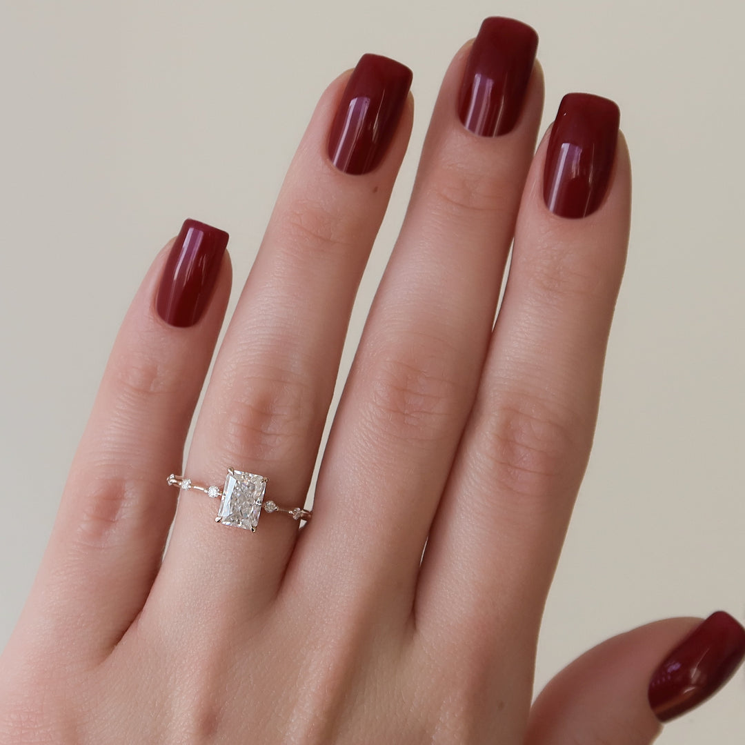 The Morgan Set With Radiant Solitaire Moissanite#material_14k-rose