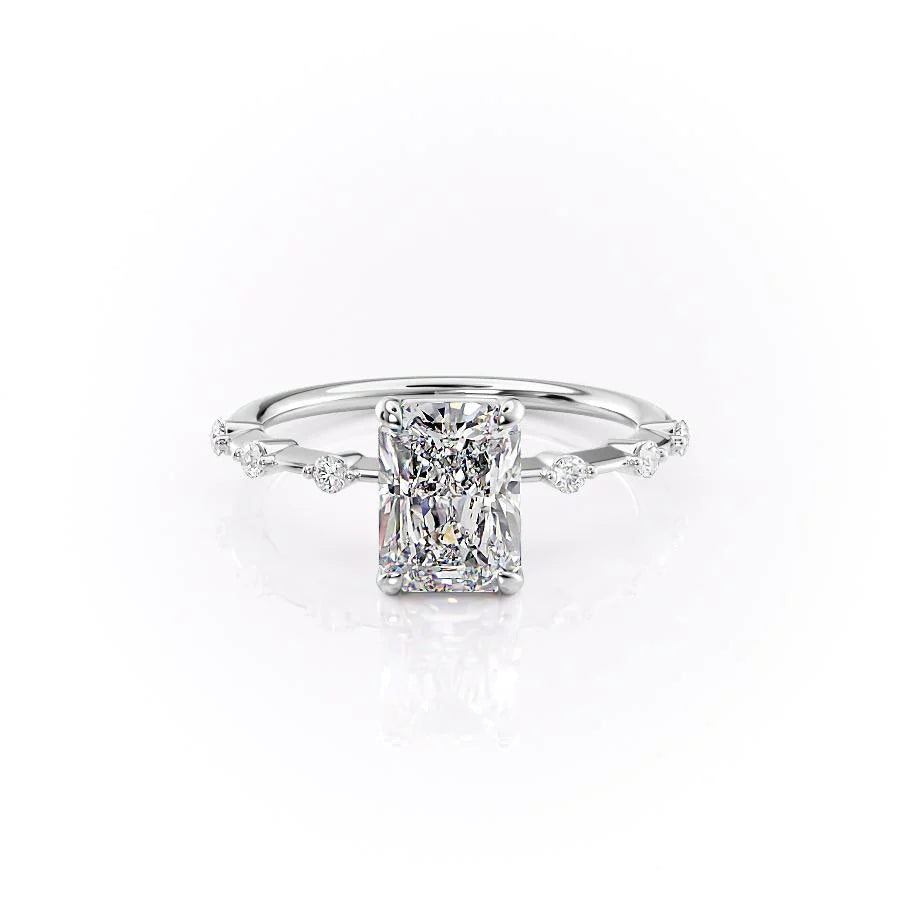 The Morgan Set With Radiant Solitaire Lab Diamond 1 Carat 14K White#material_14k-white