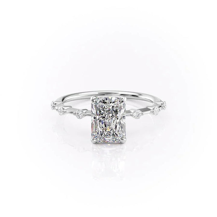 The Morgan Set With Radiant Solitaire Moissanite#material_14k-white