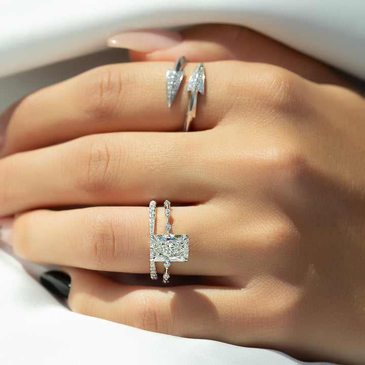 The Morgan Set With Radiant Solitaire Lab Diamond 2 Carat 14K White#material_14k-white