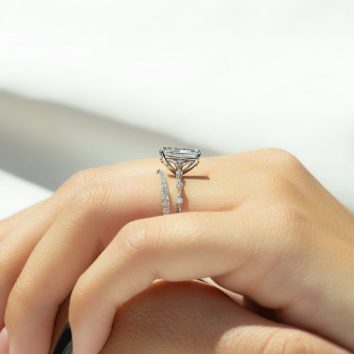 The Morgan Set With Radiant Solitaire Moissanite#material_14k-white