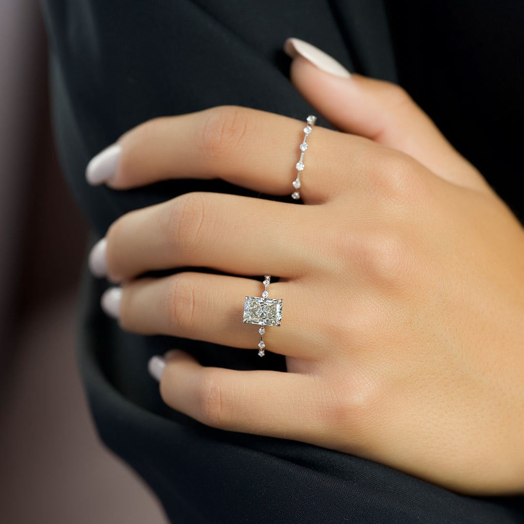 The Morgan Set With Radiant Solitaire Lab Diamond 3 Carat 14K White#material_14k-white