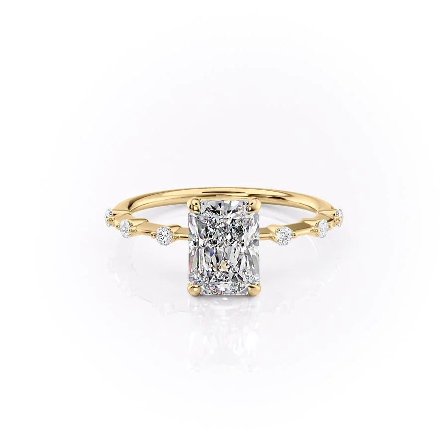 The Morgan Set With Radiant Solitaire Lab Diamond 1 Carat 18K Gold#material_18k-gold