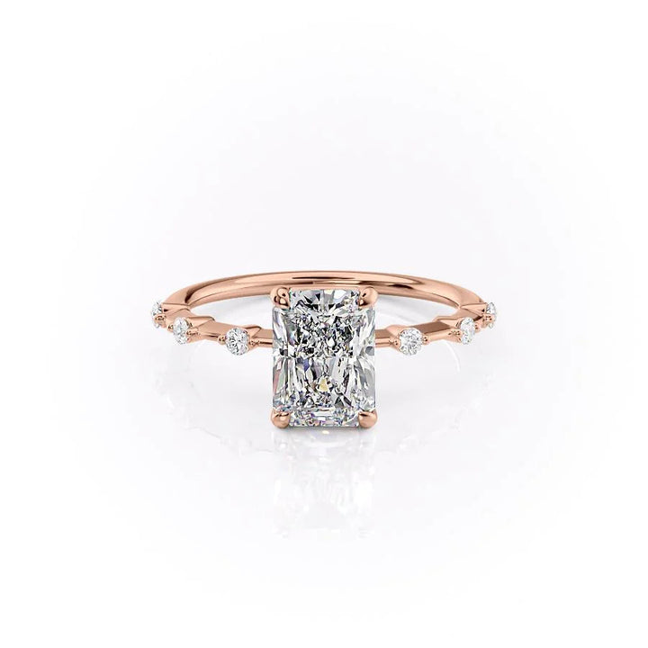 The Morgan Set With Radiant Solitaire Moissanite#material_18k-rose