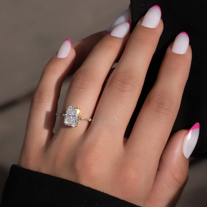 The Morgan Radiant Lab Diamond Moissanite Engagement Ring *Shown with 3 ct #material_gold