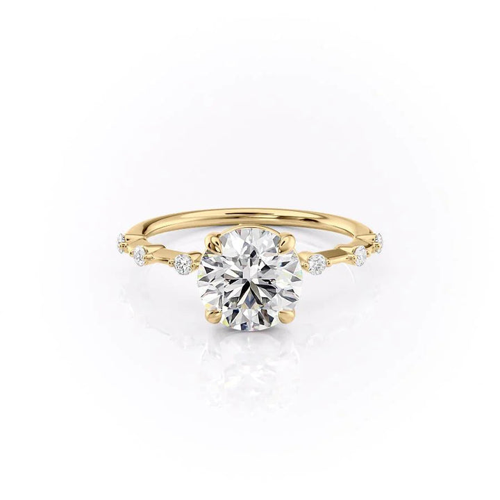 The Morgan Set With Round Solitaire Moissanite#material_14k-gold