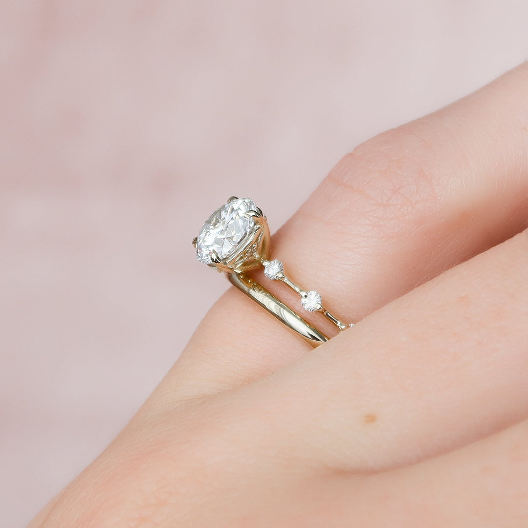 The Morgan Set With Round Solitaire Moissanite#material_14k-gold