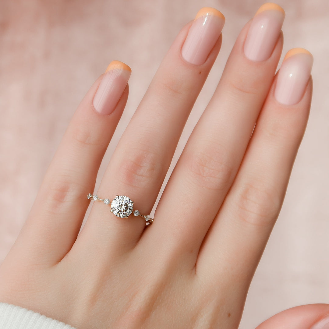 The Morgan Set With Round Solitaire Moissanite#material_14k-gold