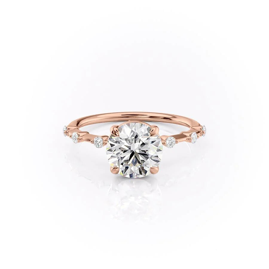 The Morgan Set With Round Solitaire Lab Diamond 1 Carat 14K Rose#material_14k-rose