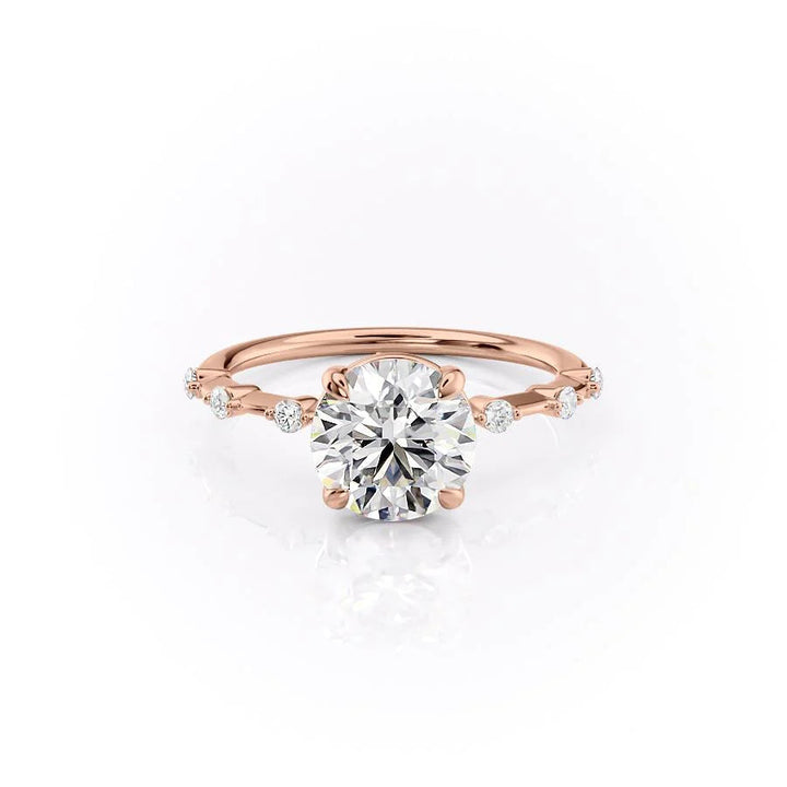 The Morgan Set With Round Solitaire Lab Diamond 1 Carat 14K Rose#material_14k-rose