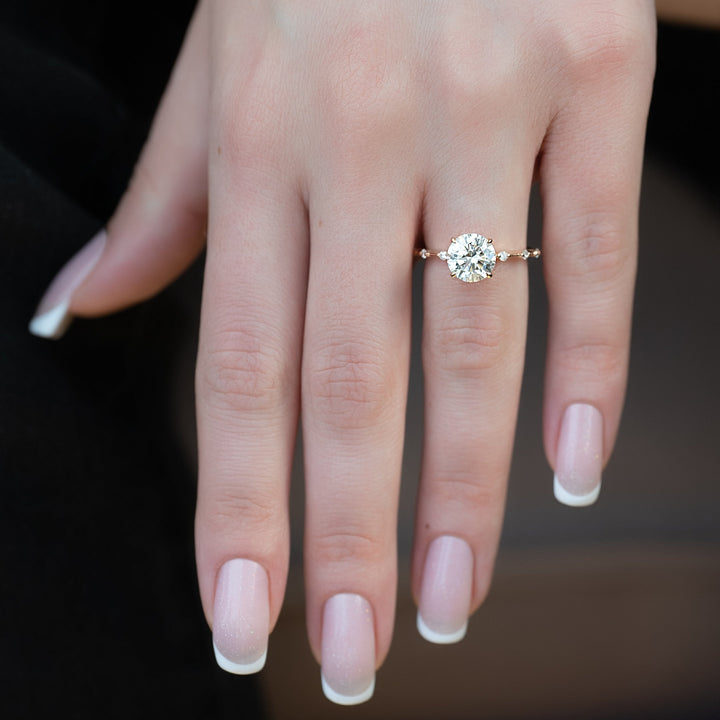 The Morgan Set With Round Solitaire Moissanite#material_14k-rose