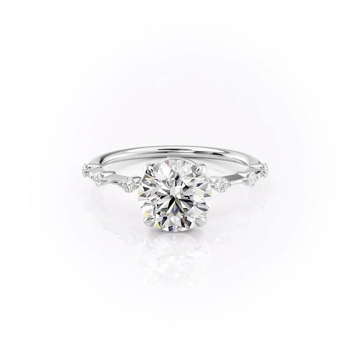 The Morgan Set With Round Solitaire Lab Diamond 1 Carat 14K White#material_14k-white