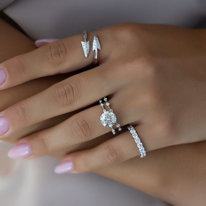 The Morgan Set With Round Solitaire Moissanite#material_14k-white