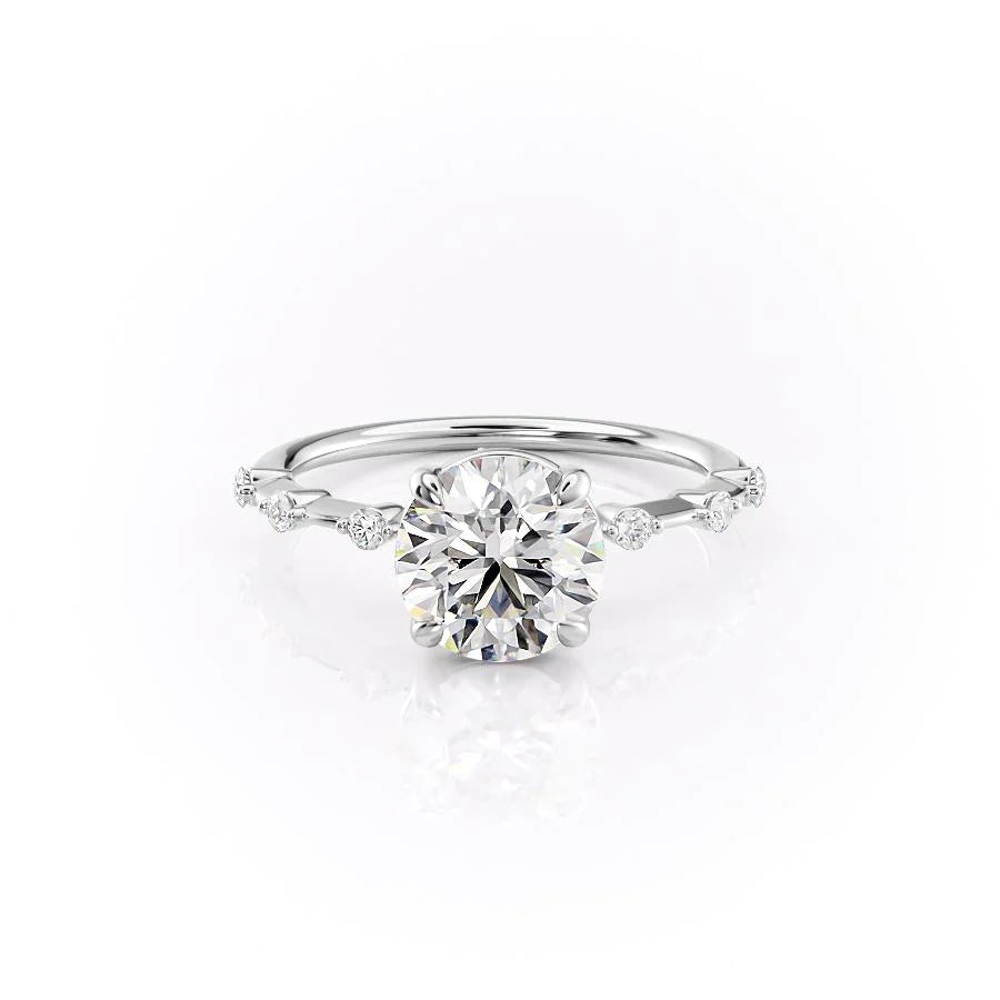 The Morgan Set With Round Solitaire Lab Diamond 1 Carat 18K White#material_18k-white