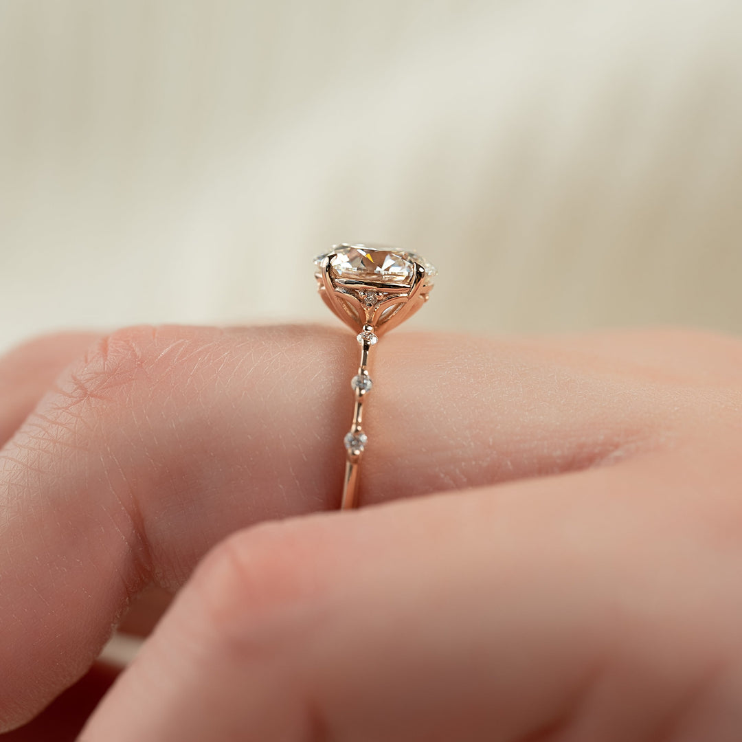 The Morgan Round Lab Diamond Moissanite Engagement Ring