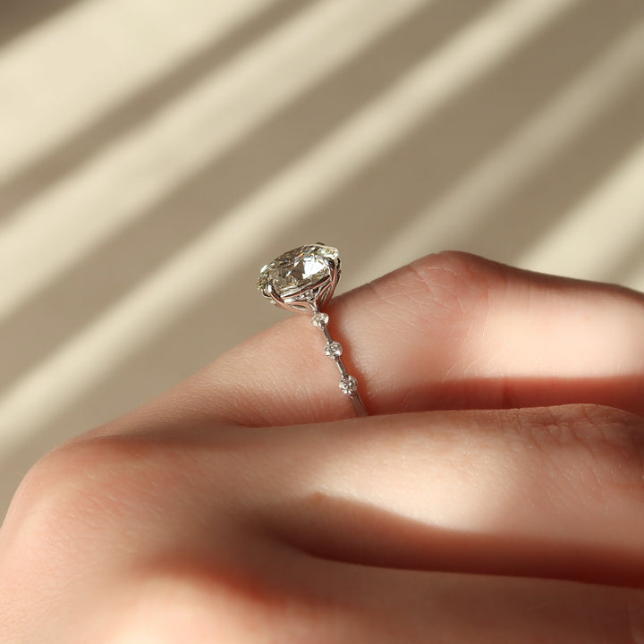The Morgan Round Lab Diamond Moissanite Engagement Ring *Shown with 3.5 ct #material_white