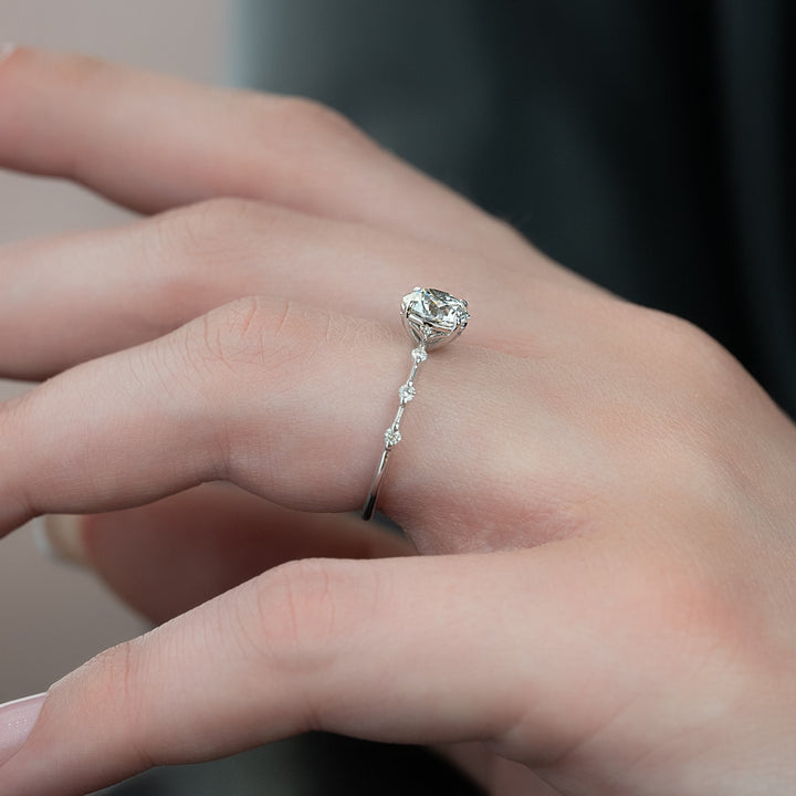 The Morgan Round Lab Diamond Moissanite Engagement Ring *Shown with 1.5 ct #material_white