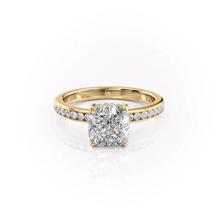 The Murphy Set With Cushion Side Stone Lab Diamond 1 Carat 14K Gold#material_14k-gold