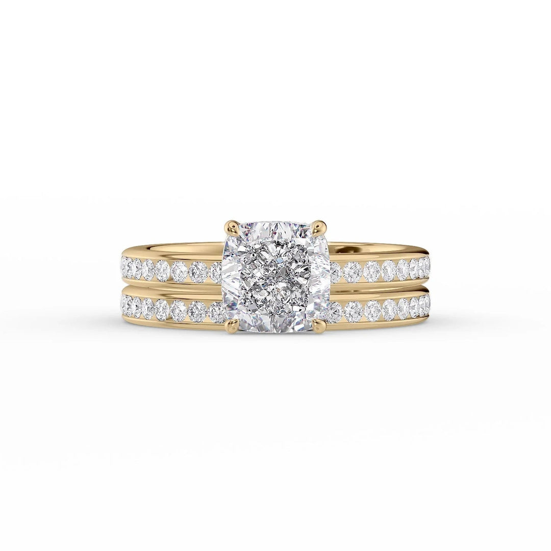 The Murphy Set With Cushion Side Stone Lab Diamond 2 Carat 14K Gold#material_14k-gold