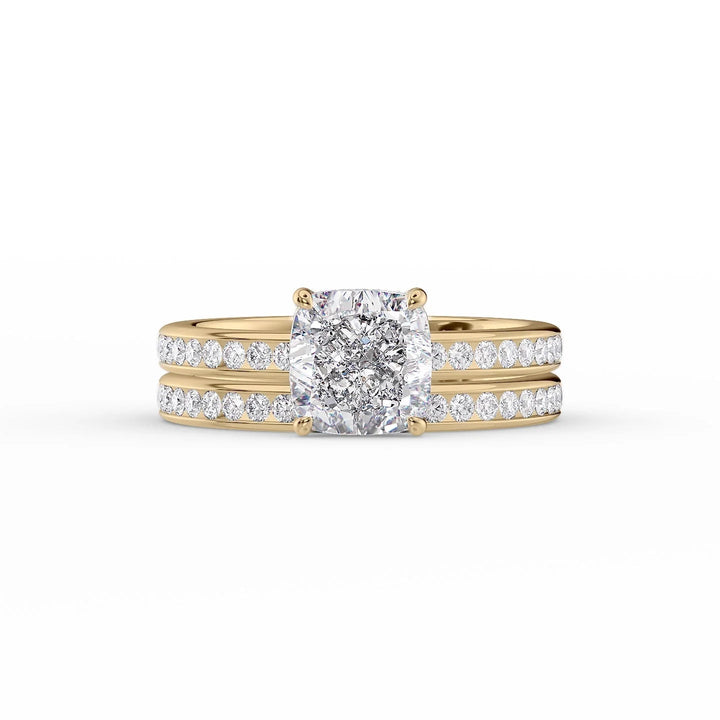 The Murphy Set With Cushion Side Stone Lab Diamond 2 Carat 14K Gold#material_14k-gold