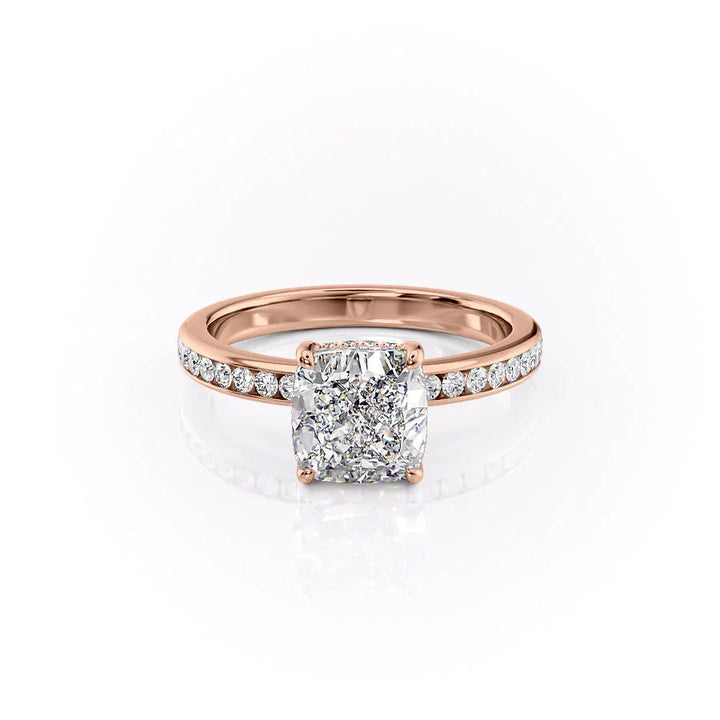 The Murphy Set With Cushion Side Stone Lab Diamond 1 Carat 14K Rose#material_14k-rose